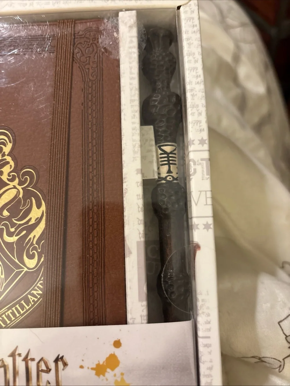 Harry Potter Hogwarts Hardcover Journal & Elder Wand Pen Set - Brown & Gold